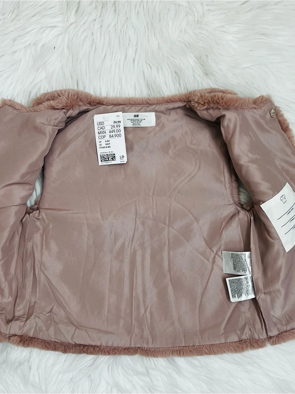 NWT! Girls Mauve Faux Fur Vest Sz 6X-7